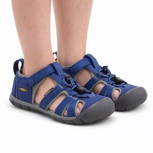 Size 4 Keen Kid's Seacamp II CNX Sandal - Blue Blue Depths/ Gargoyle Water Shoes